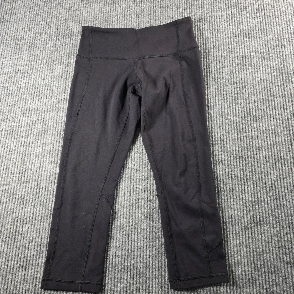 Lululemon Black Cropped Leggings High Rise Athletic Pants Womens‎ Size 4